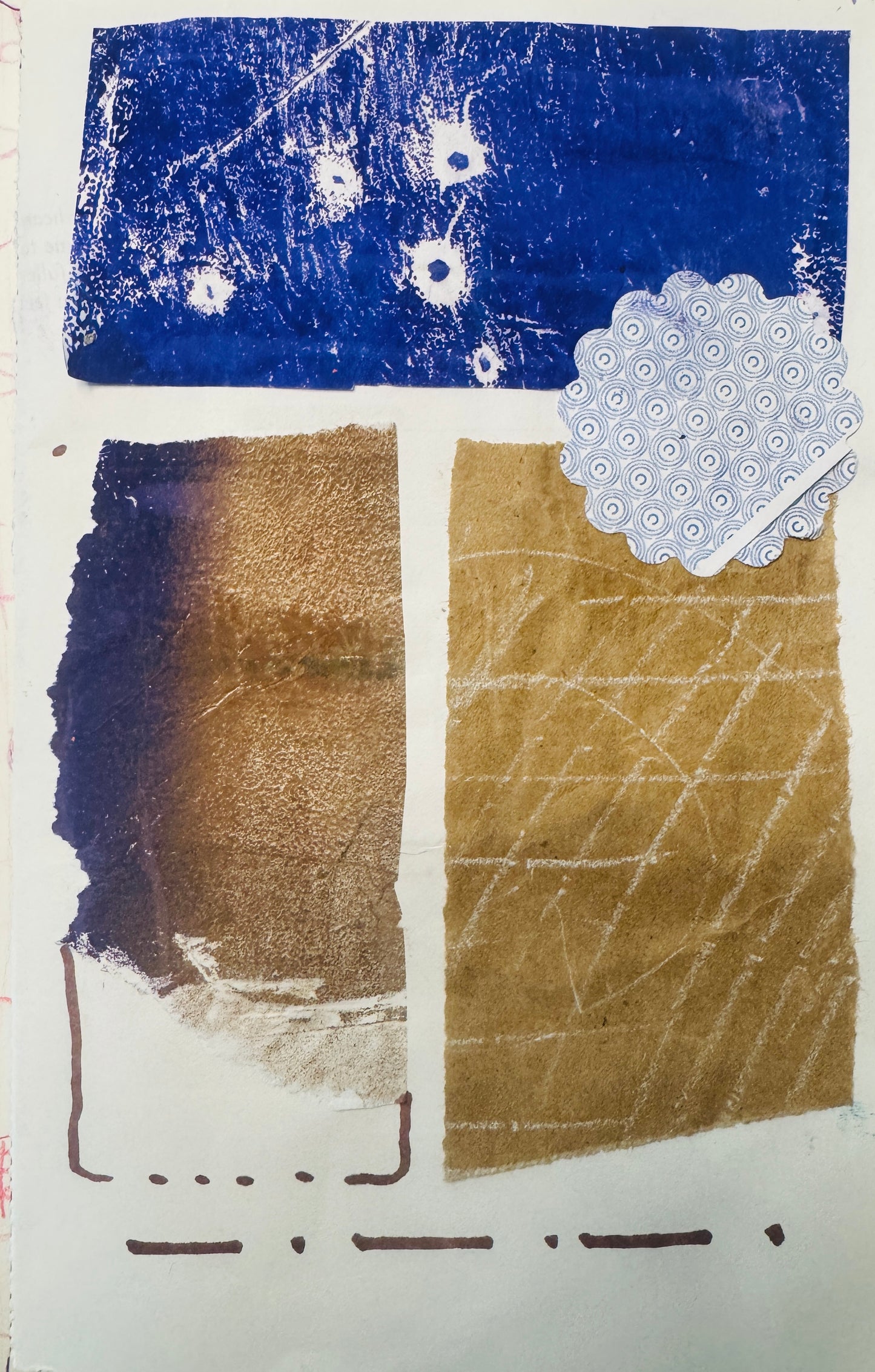 marks on paper torn and collaged to create a magazine cover