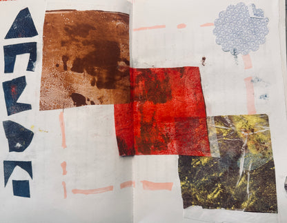 marks on paper torn and collaged with ascemic writing