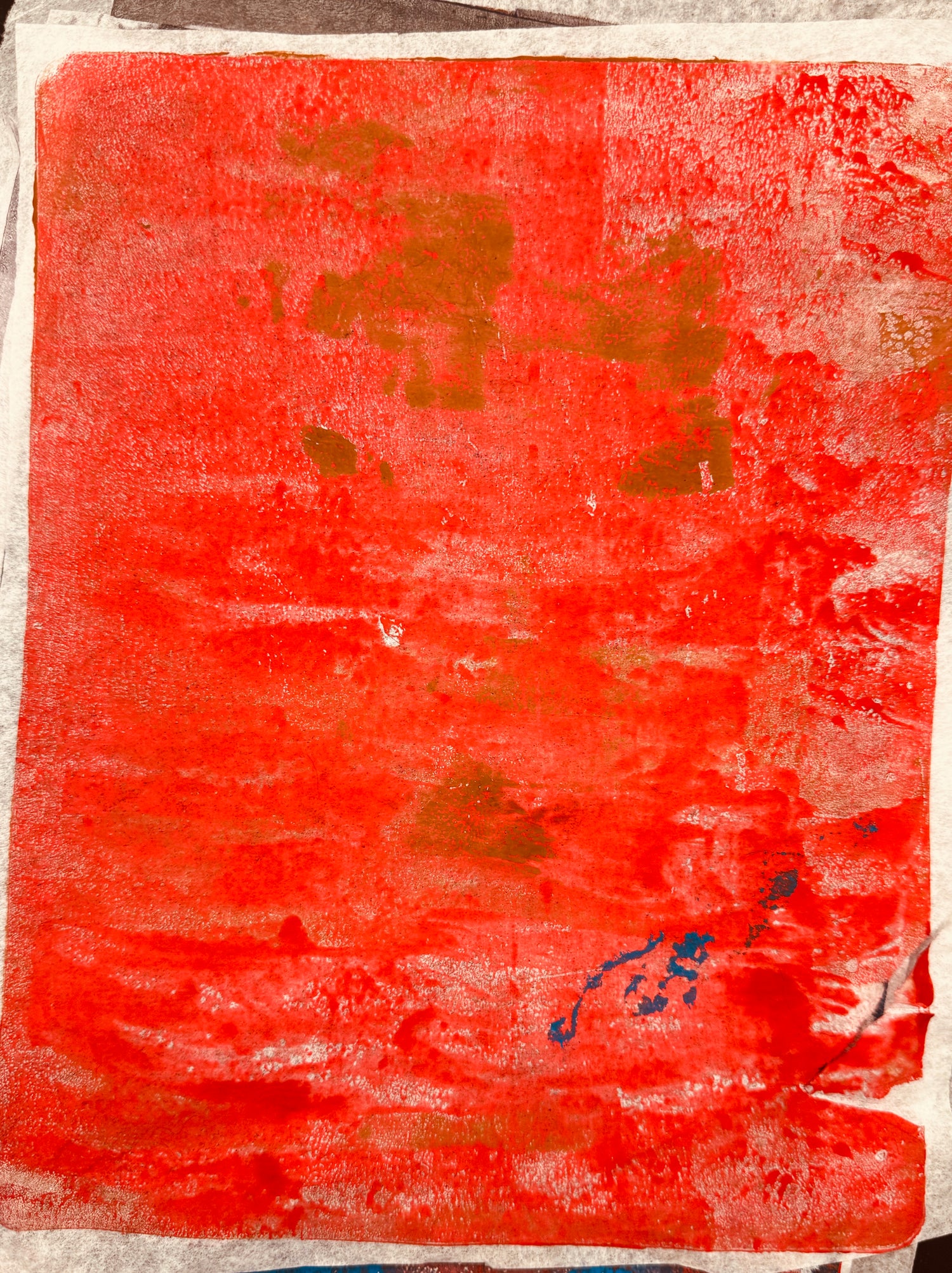 red on ochre with a blue gesture