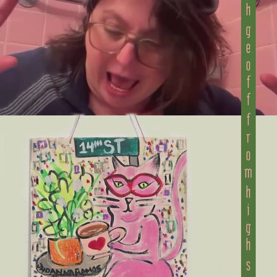 a video of Liz Awesome and Geoff from high school interviewing Jhoanna Ramos, who is discussing her art and process